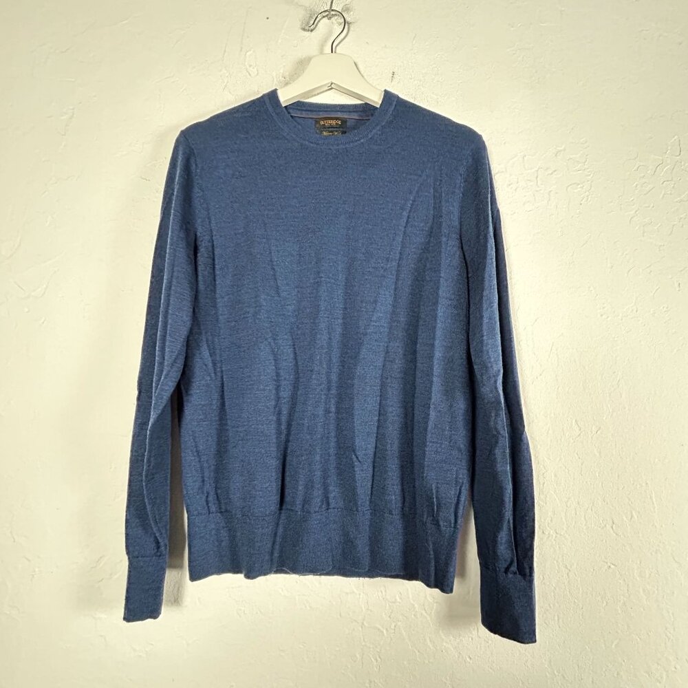 Gutteridge Black Label Mens Merino Wool Crewneck Sweater Small Blue Pullover